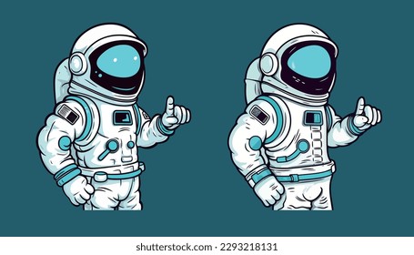 Astronauts operate controls in planetary space explore science technology future poster illustration