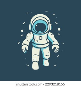 Astronauts operate controls in planetary space explore science technology future poster illustration