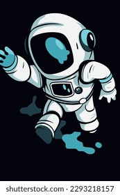 Astronauts operate controls in planetary space explore science technology future poster illustration
