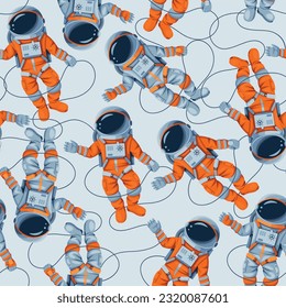 Astronauten auf Orange und Weiß, Vektormuster