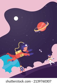 astronautas y planetas escena espacial