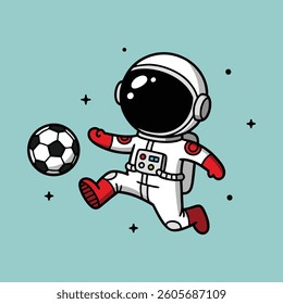 Astronauts are playing ball in space. Illustration cartoon