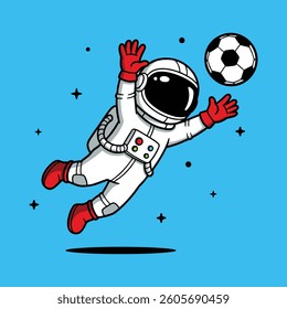 Astronauts are playing ball in space illustration cartoon