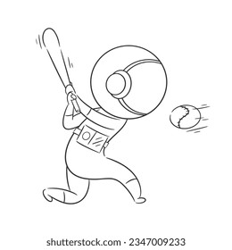 Astronauts are playing baseball very well for coloring