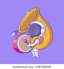 Astronauts playing marching band instruments