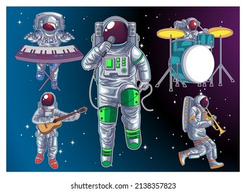 astronauts playing music in space