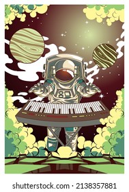 astronauts playing music in space svg