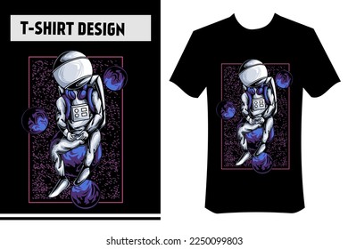 astronauts playing video games in space, using joysticks and sitting on planets. modern vector illustration with street wear concept. Perfect for printing on t-shirts, clothes.