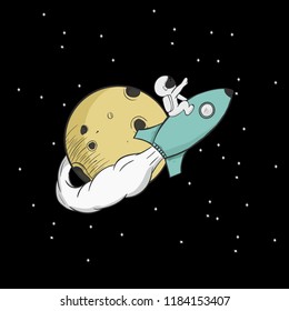 astronauts ride rockets doodle