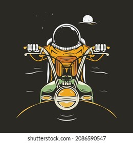 astronauts riding motorcycle art cartoon