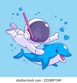 Los astronautas están en el mar con delfines