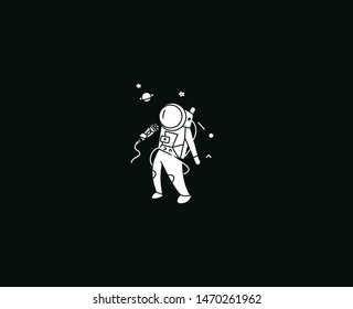 Astronauts singer performing icon, Flat Line Art Vector Design illustration.