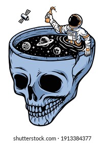 Astronauts in the skull pool illustration