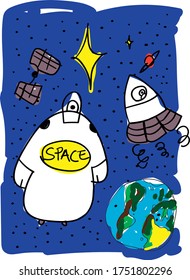 Astronauts in space above earth