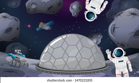 Astronauts in space camp illustration