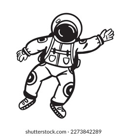 Astronauts in space hand-drawn, for posters, stickers and any design. Isolated on a white background. Vector illustration with doodles.