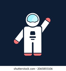 astronauts in space icon on black background. Design Vector Illustration