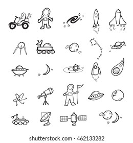 Astronauts and space icons set