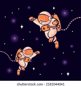 astronauts in space with jetpacks