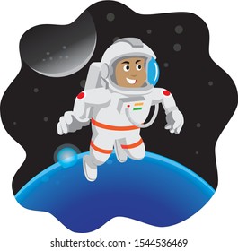 astronauts and space, vector illustration