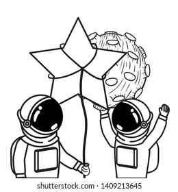 astronauts with spacesuit and star in white background