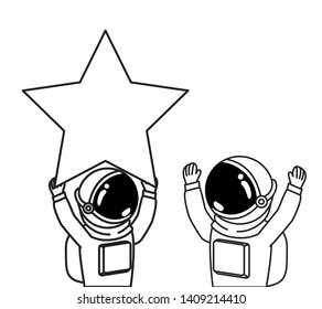 astronauts with spacesuit and star in white background
