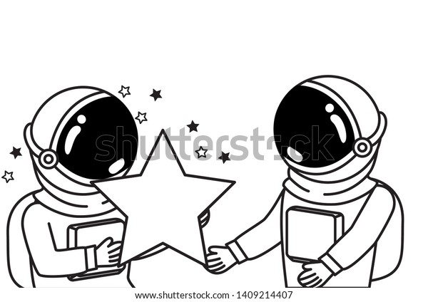 astronauts\
with spacesuit and star in white\
background
