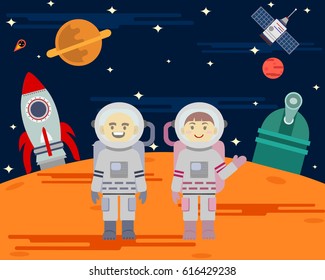 Astronauts Standing on New Planet Ready to Explore it