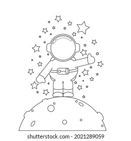 
Astronauts standing on the surface of the Moon and stars welcome us.Science theme.Vector illustration