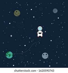 Astronauts with stars, blue tone background Vector image.