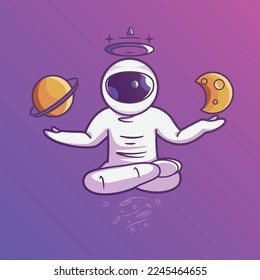 astronauts supernatural lifting planets in their hands art illustration