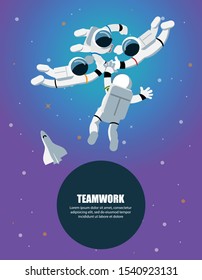 Astronauts teamwork working together,Business People teamwork ,Vector illustration cartoon character.