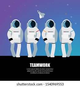 Astronauts teamwork working together,Business People teamwork ,Vector illustration cartoon character.