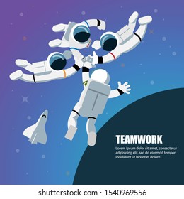 Astronauts teamwork working together,Business People teamwork ,Vector illustration cartoon character.