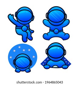 Astronauts vector characters set in flat cartoon style. astronaut cartoon, character astronaut, person astronaut, human spaceman illustration