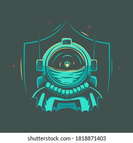 Astronauts wear masks to avoid viruses illustration art Vector