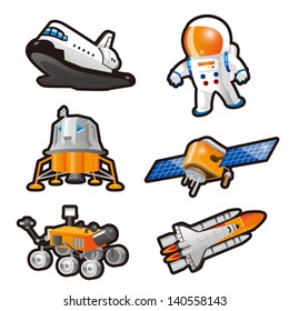 Astronaut,Space Shuttle,Landing Craft,Lunar Lander And Satellite