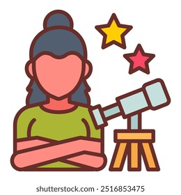 Astronomer Filled Icons , Vector illustration