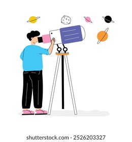 Astronomer flat illustration in trendy design style