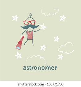 astronomer flies in the stars