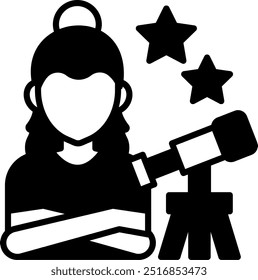 Astronomer Glyph Icon, Vector illustration