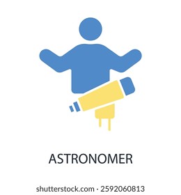 astronomer icon. vector.Editable stroke.linear style sign for use web design,logo.Symbol illustration.