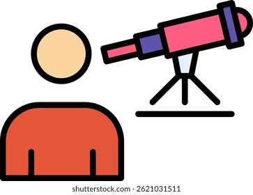 Astronomer Line Filled Vector Icon Design