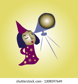 Astronomer  looking through telescope