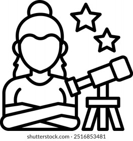 Astronomer Outline Icon, Vector illustration