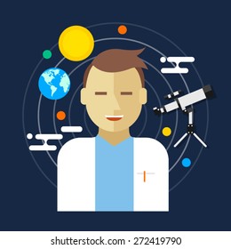 astronomer space vector illustration