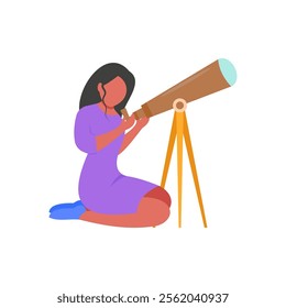 Astronomer, Space Vector Illustration, Isolated