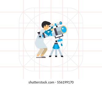Astronomer Using Telescope Icon