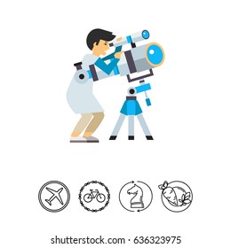 Astronomer Using Telescope Icon