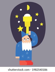 Astronomer Wizard Old Man Stargazing Astrologer 